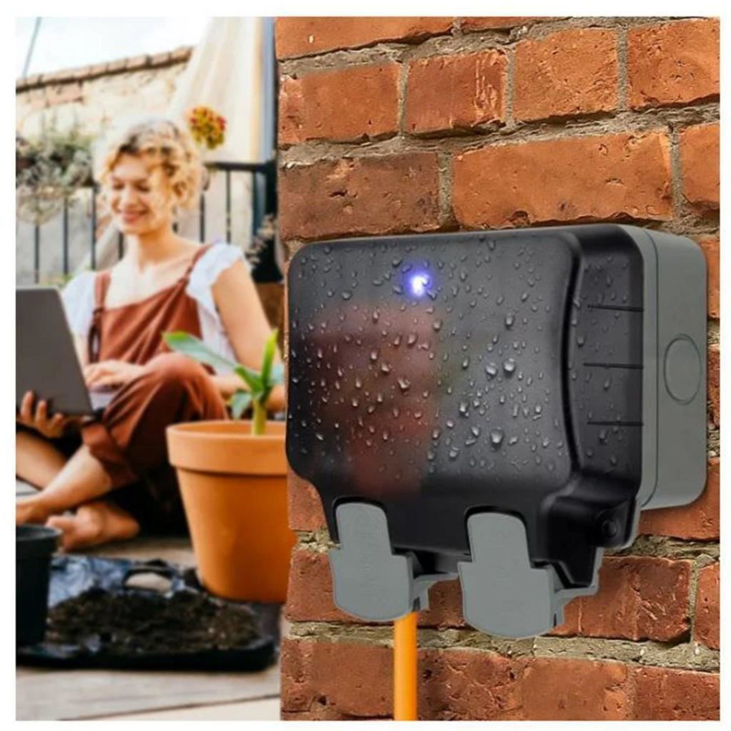 BG Electrical Weatherproof Outdoor Switched Double Socket with Wi-Fi Repeater