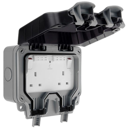 BG Electrical Weatherproof Outdoor Switched Double Socket with Wi-Fi Repeater