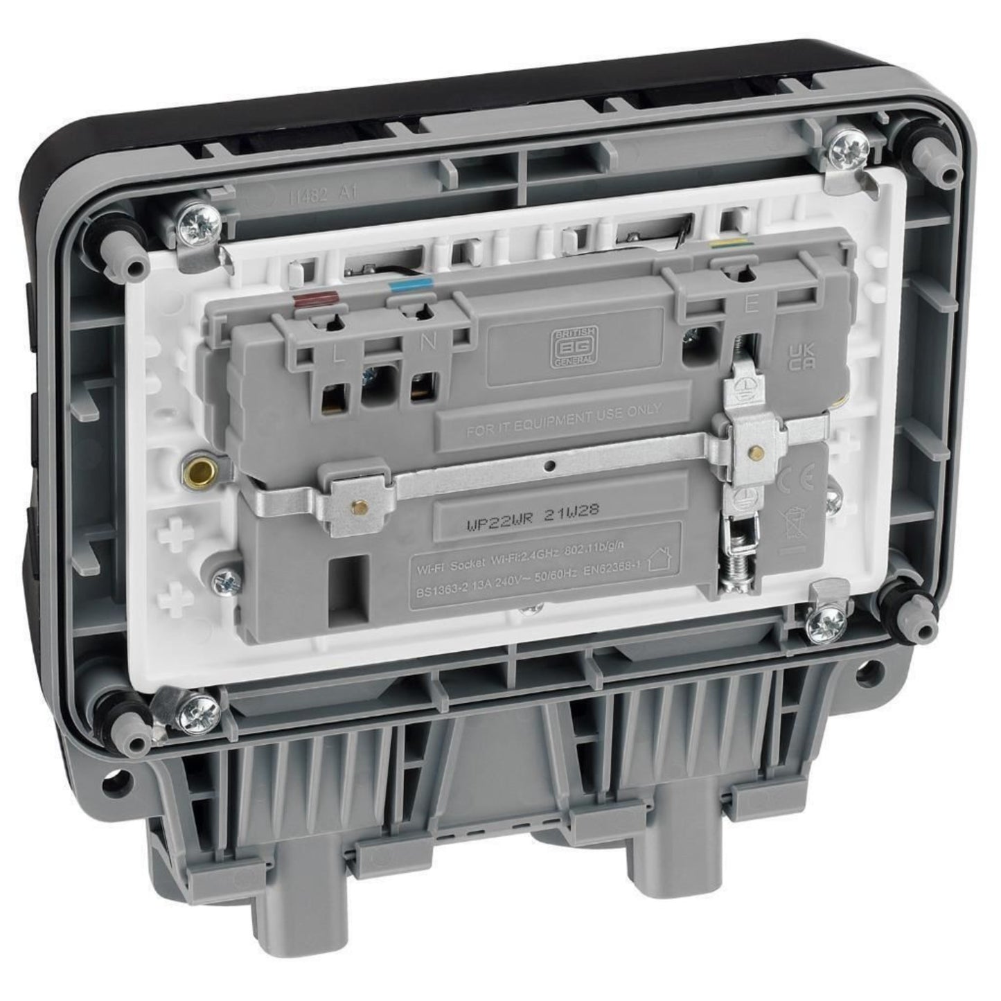 BG Electrical Weatherproof Outdoor Switched Double Socket with Wi-Fi Repeater
