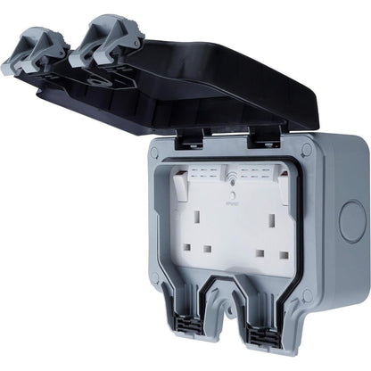 BG Electrical Weatherproof Outdoor Switched Double Socket with Wi-Fi Repeater