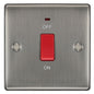 BG Electrical Metal Brushed Iridium 45A Double Pole Cooker Switch with Neon