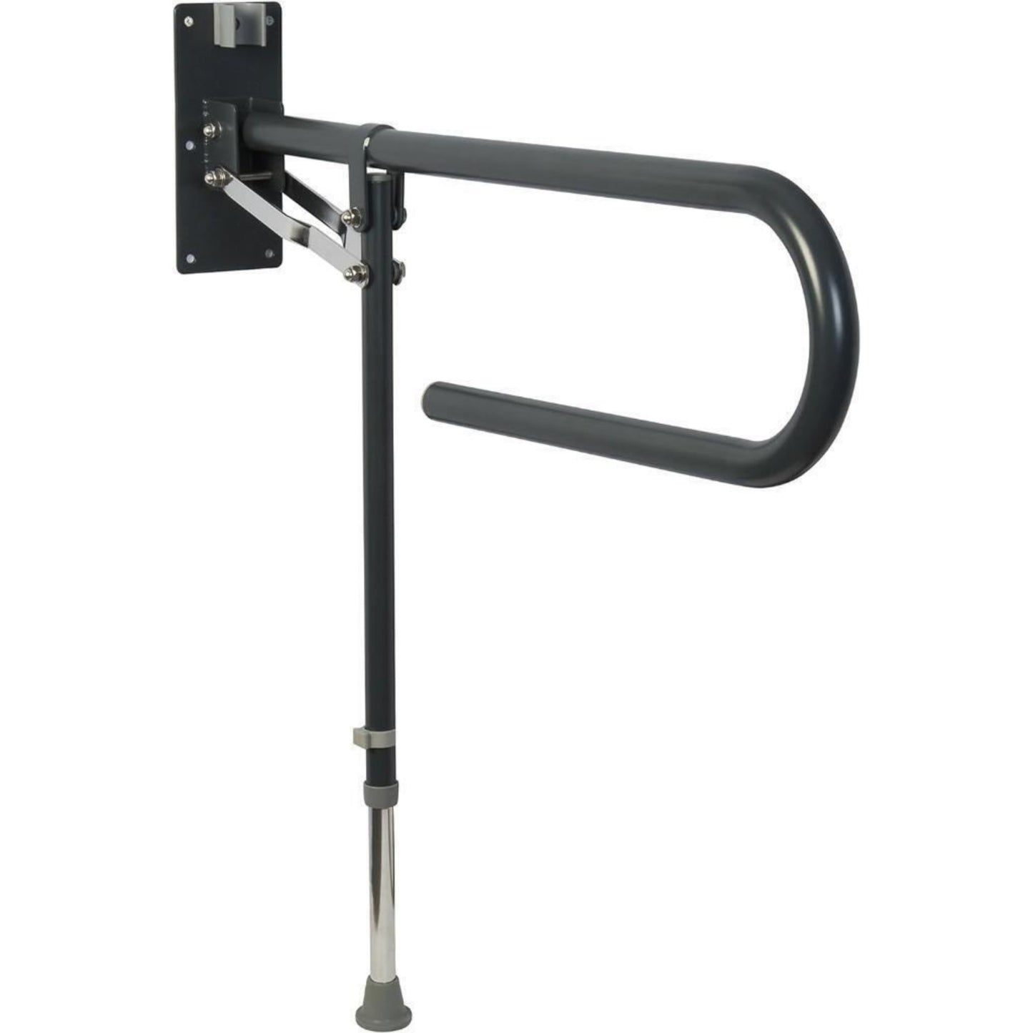 Croydex Foldaway Drop Down Grab Rail with Leg Wall Mount Mobility Aid Steel Grey