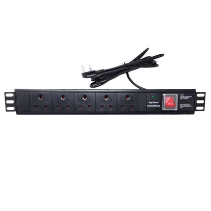 Cabcon 1U 6 Way IEC Sockets Horizontal Mount PDU C14 Mains Sockets 3m EPDU-H5-UK