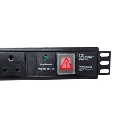 Cabcon 1U 6 Way IEC Sockets Horizontal Mount PDU C14 Mains Sockets 3m EPDU-H5-UK
