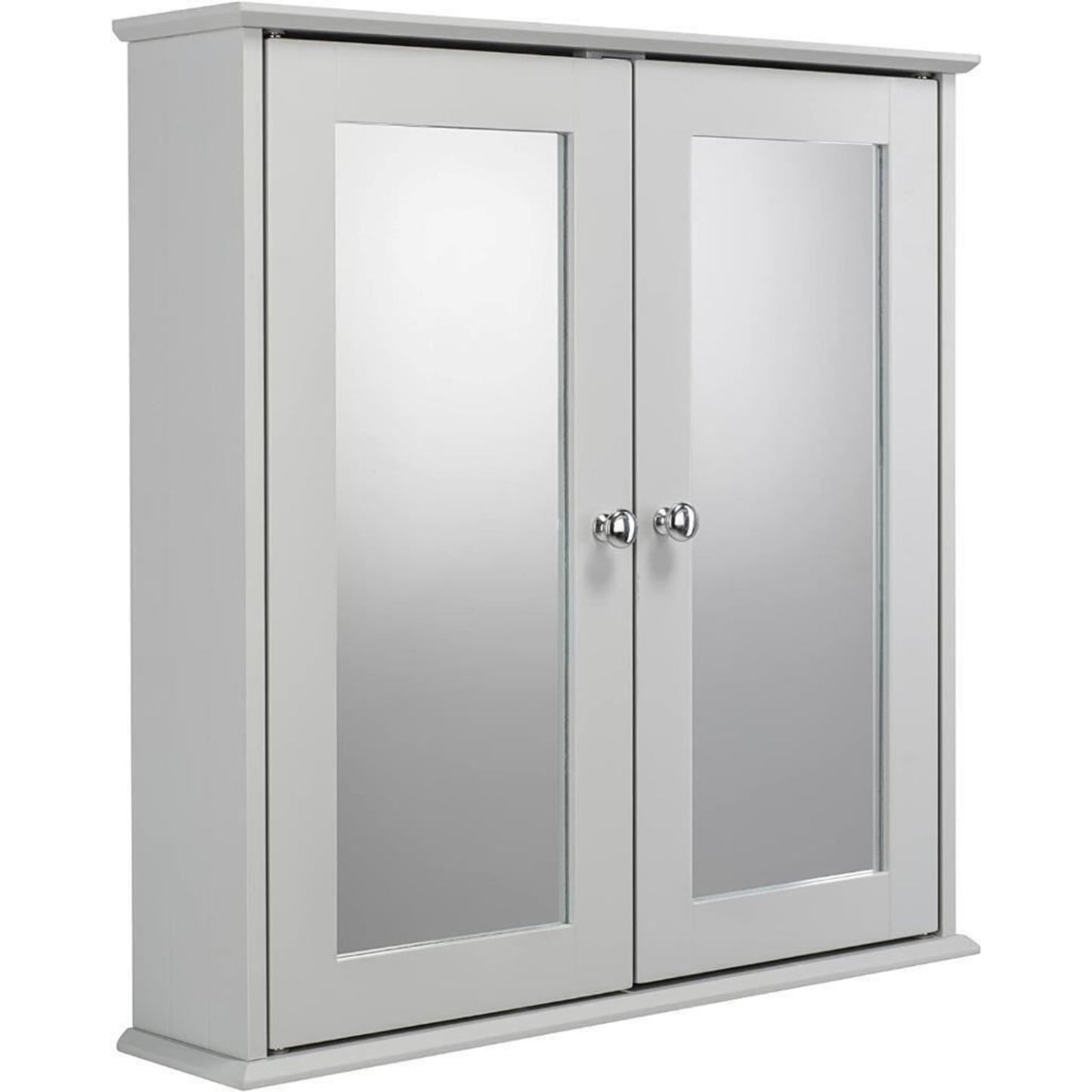 Croydex Ashby Grey Wooden Double Door Mirror Cabinet with FlexiFix 580x560x130mm