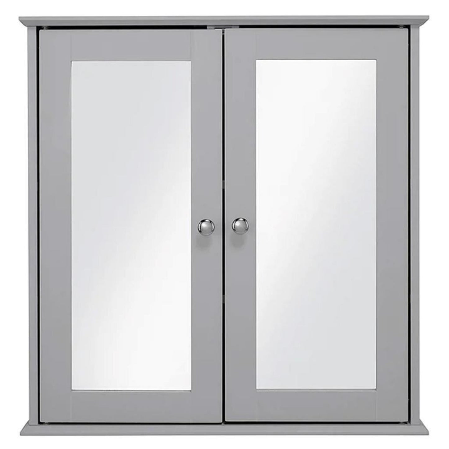 Croydex Ashby Grey Wooden Double Door Mirror Cabinet with FlexiFix 580x560x130mm