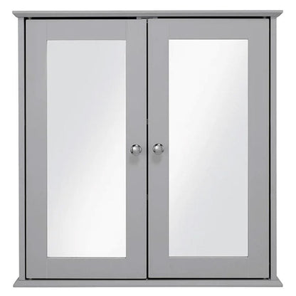 Croydex Ashby Grey Wooden Double Door Mirror Cabinet with FlexiFix 580x560x130mm