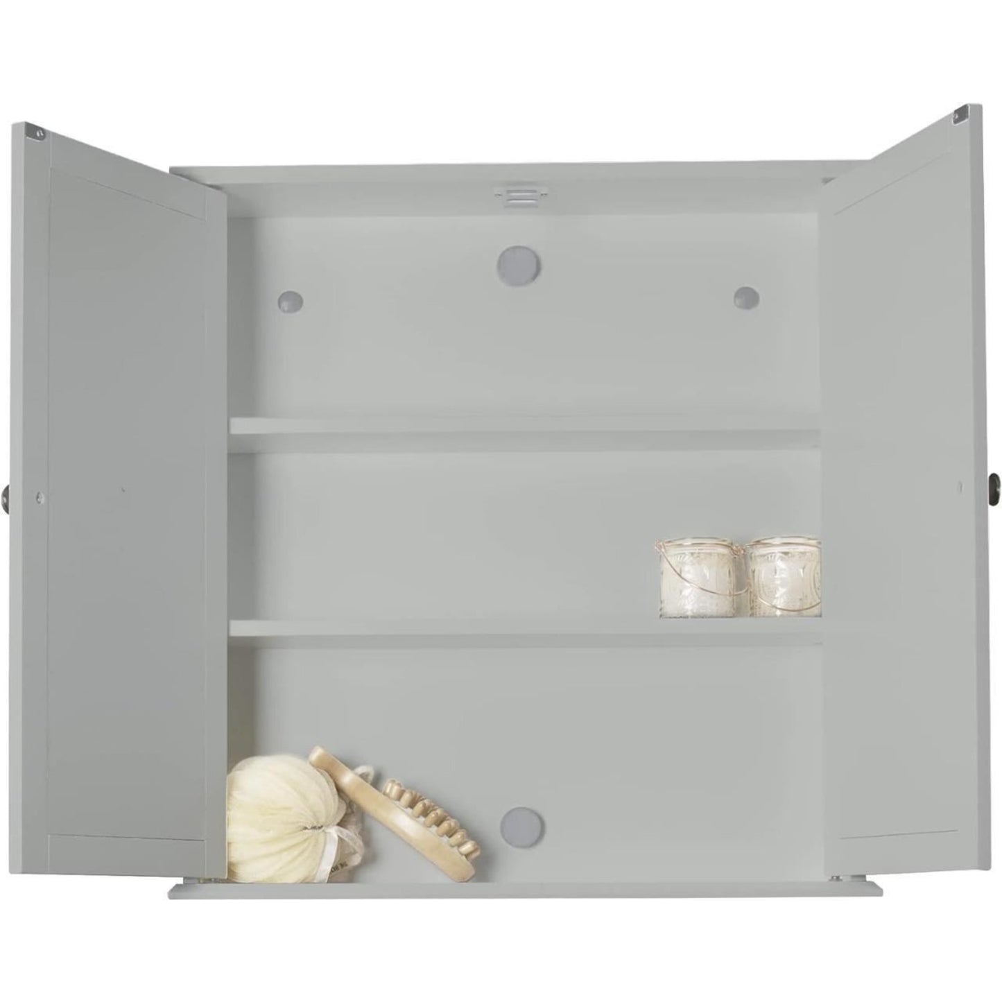 Croydex Ashby Grey Wooden Double Door Mirror Cabinet with FlexiFix 580x560x130mm