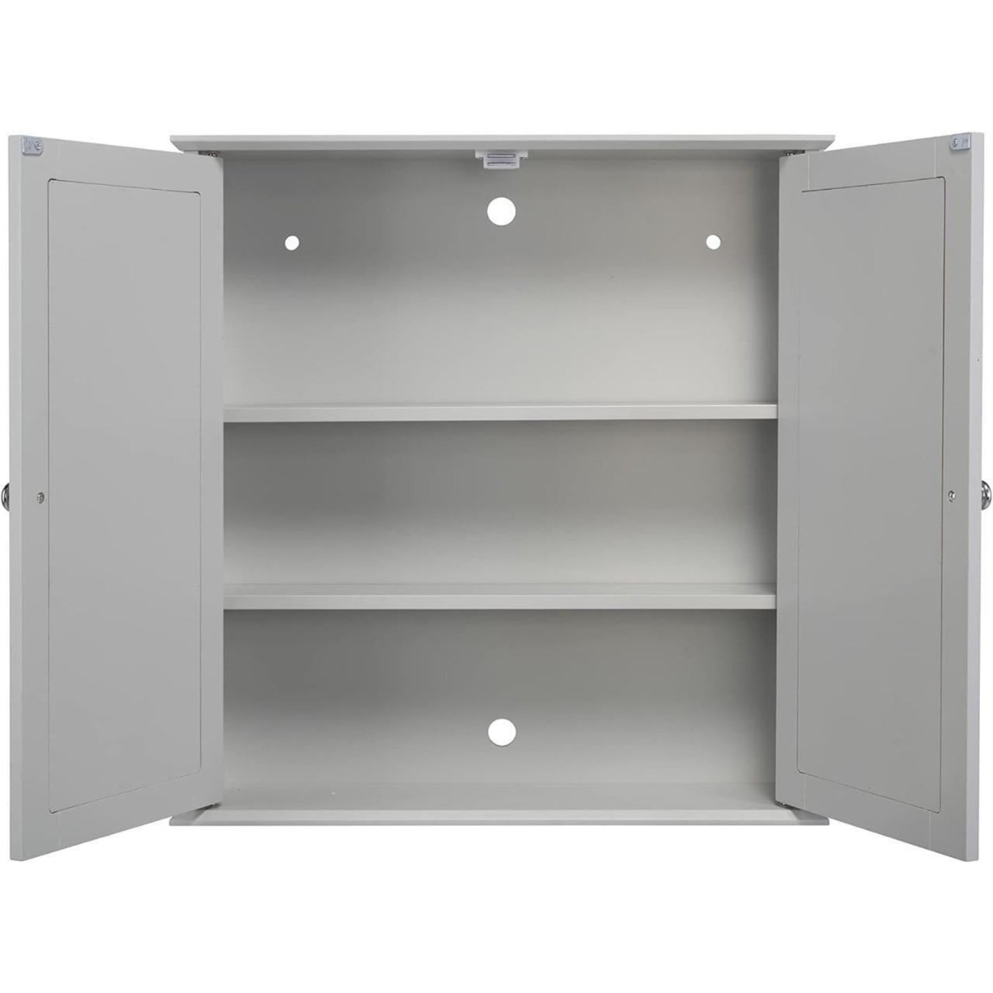 Croydex Ashby Grey Wooden Double Door Mirror Cabinet with FlexiFix 580x560x130mm
