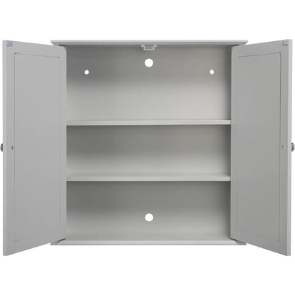 Croydex Ashby Grey Wooden Double Door Mirror Cabinet with FlexiFix 580x560x130mm