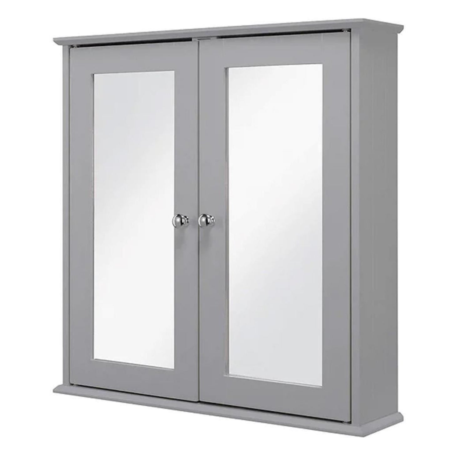 Croydex Ashby Grey Wooden Double Door Mirror Cabinet with FlexiFix 580x560x130mm