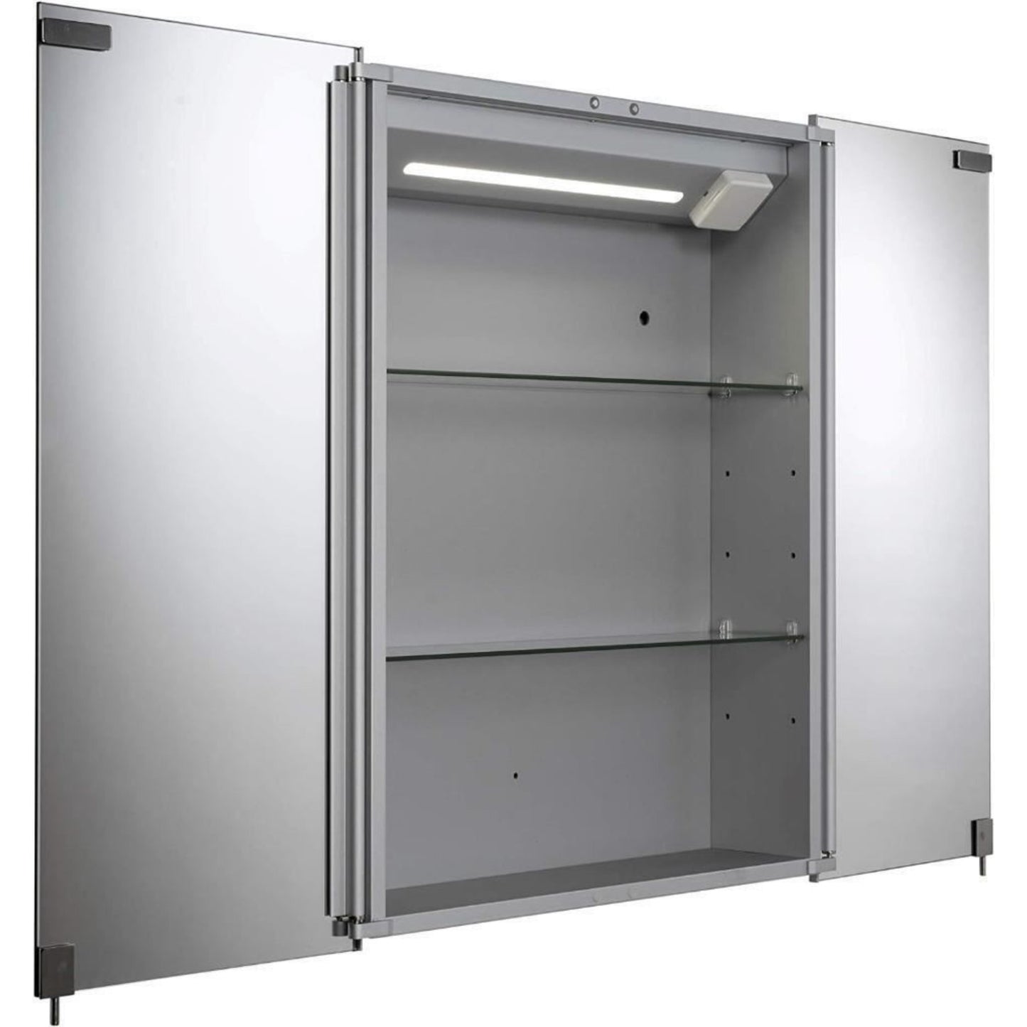 Croydex Warwick Double Door Illuminated Cabinet with LED Lighting Shaver Socket