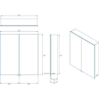 Croydex Warwick Double Door Illuminated Cabinet with LED Lighting Shaver Socket