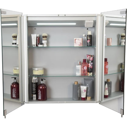 Croydex Warwick Double Door Illuminated Cabinet with LED Lighting Shaver Socket