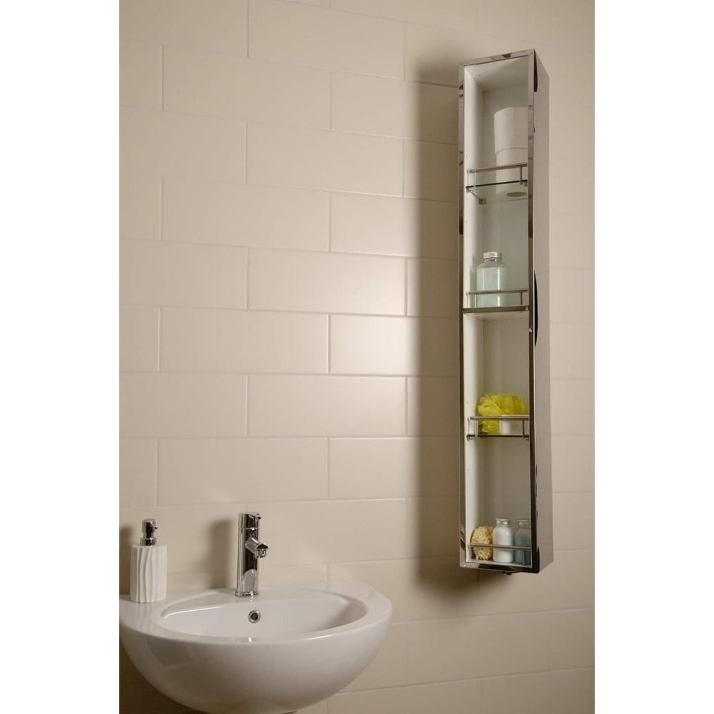 Croydex 1200 mm Ottawa Stainless Steel Spinning Cabinet with Mirror and Shelves