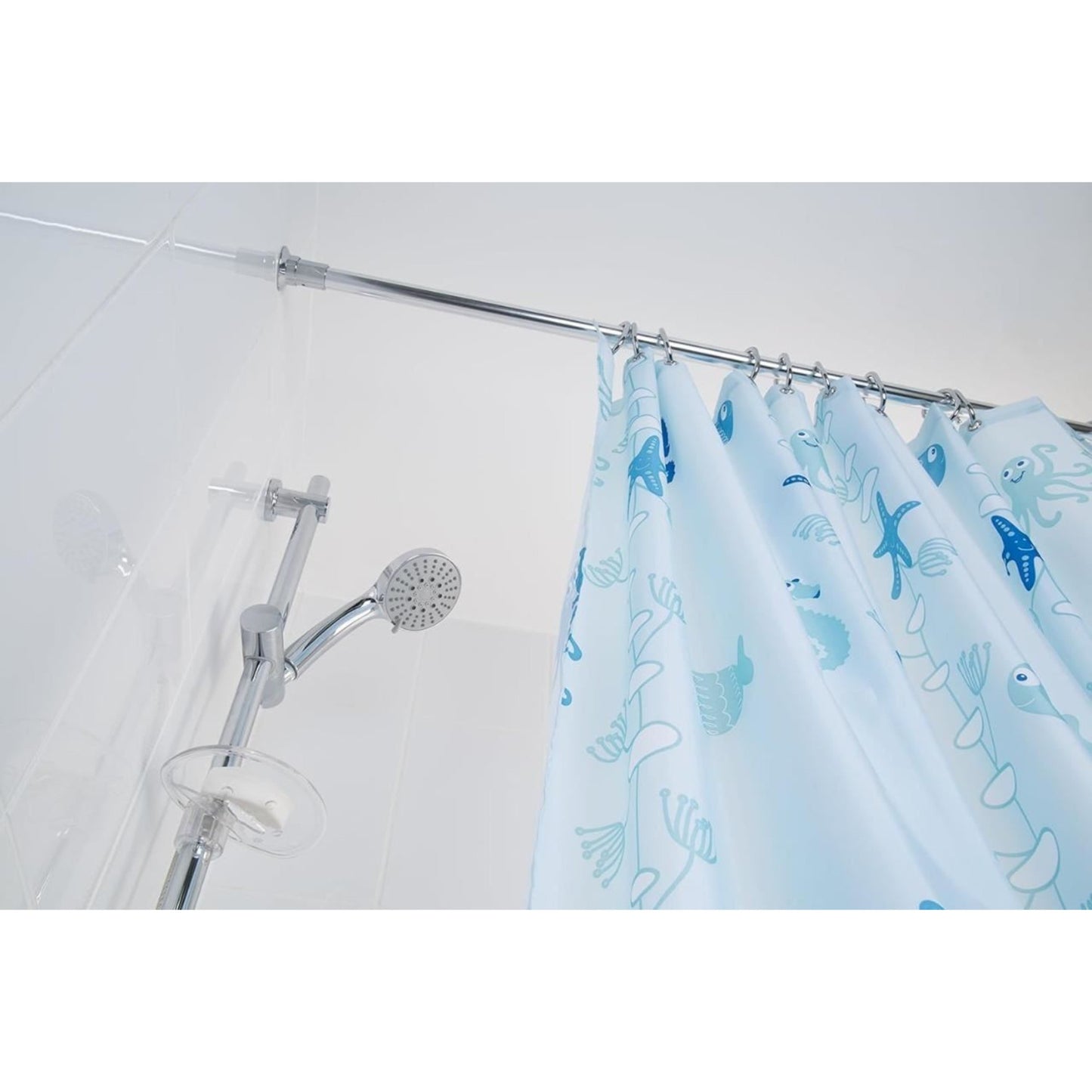 Croydex Telescopic Shower Curtain Rod Stick 'N' Lock Chrome 110cm to 260cm