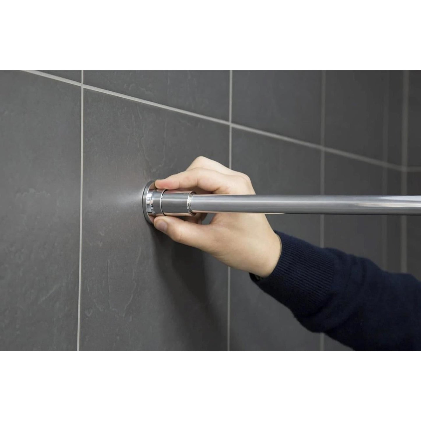 Croydex Telescopic Shower Curtain Rod Stick 'N' Lock Chrome 110cm to 260cm