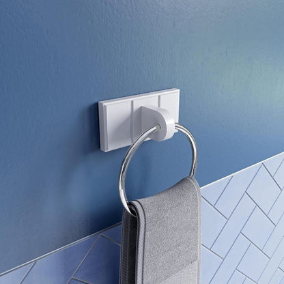 Croydex Portland Towel Ring White Pine Chrome Plated Ring 180mm x 155mm x 70mm