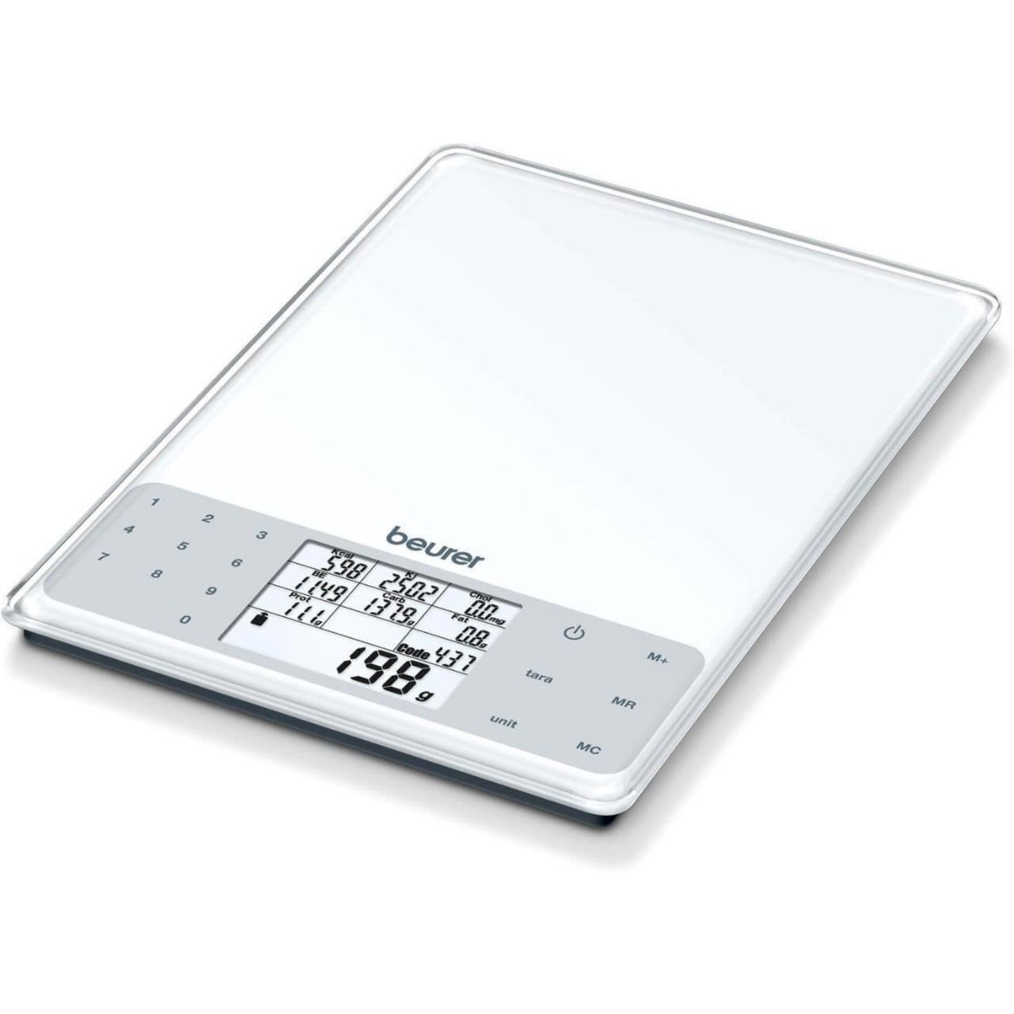 Beurer DS61 Nutritional Analysis Digital Scale 950 Saved Foods up to 5kg White