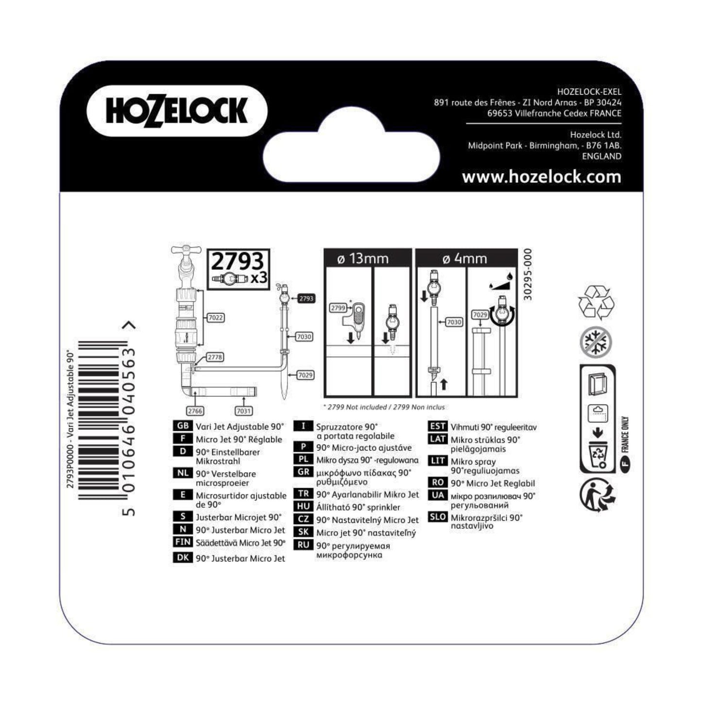 Hozelock Irrigator 90 Degree Adjustable Flow Irrigation Vari-Jets Pack of  5