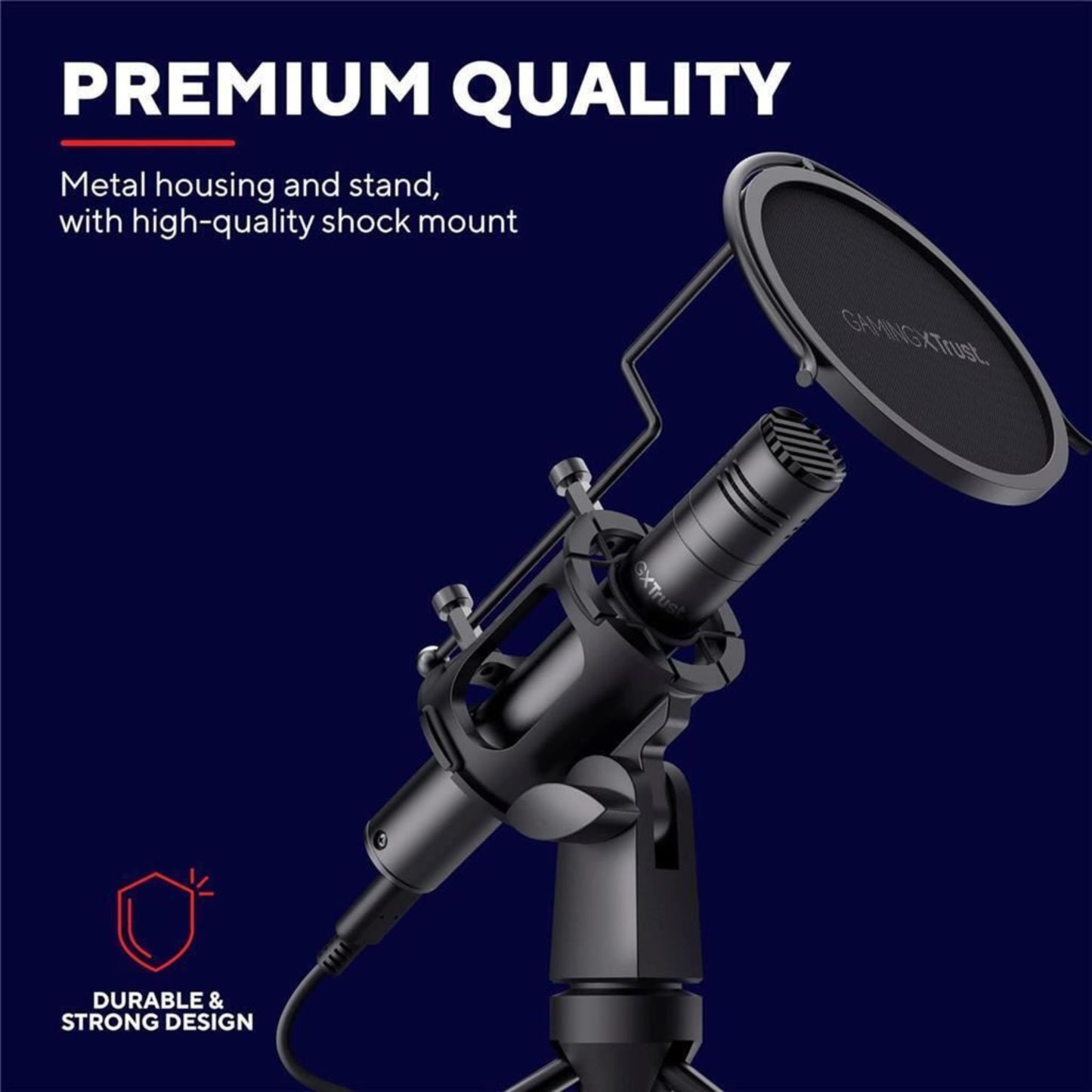 Trust USB Streaming Microphone Mic with Tripod Stand Pop Filter GXT 241 Velica