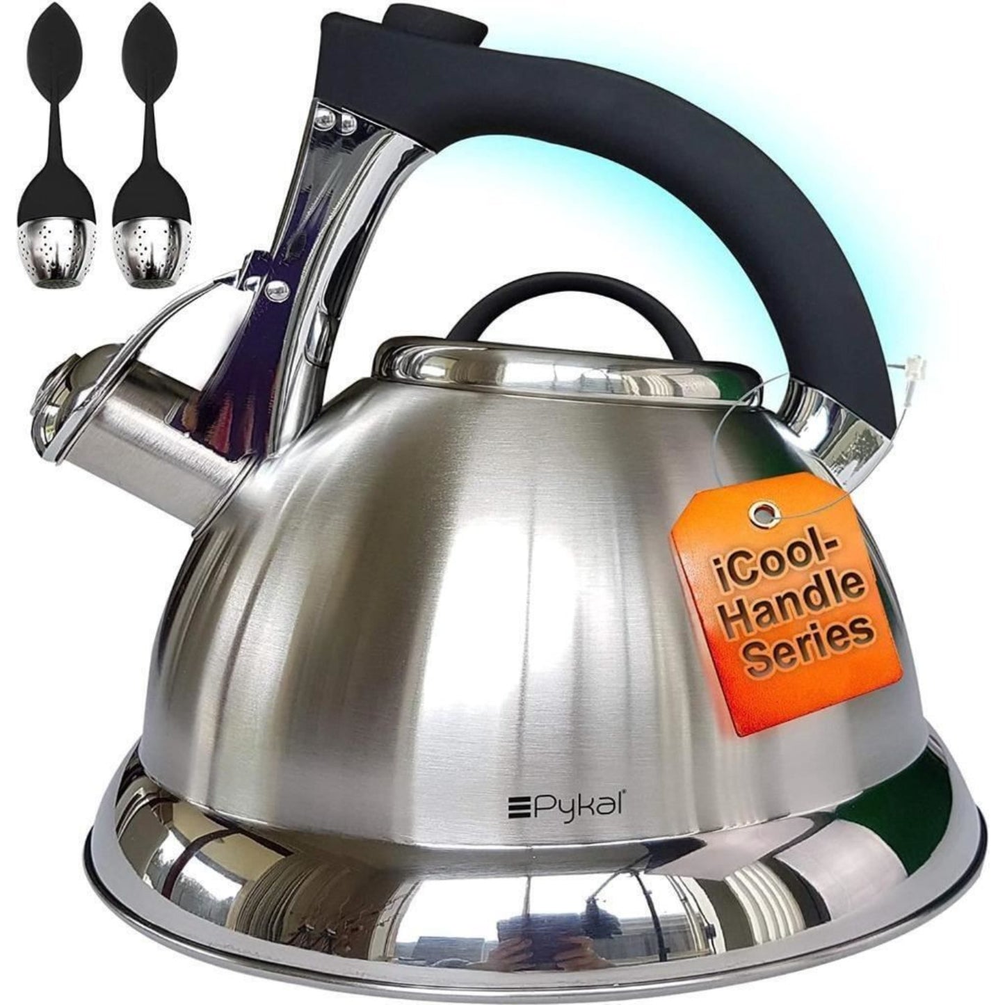 Pykal Whistling Kettle for Gas or Induction Stove Top 3L Stainless Steel iCool Handle