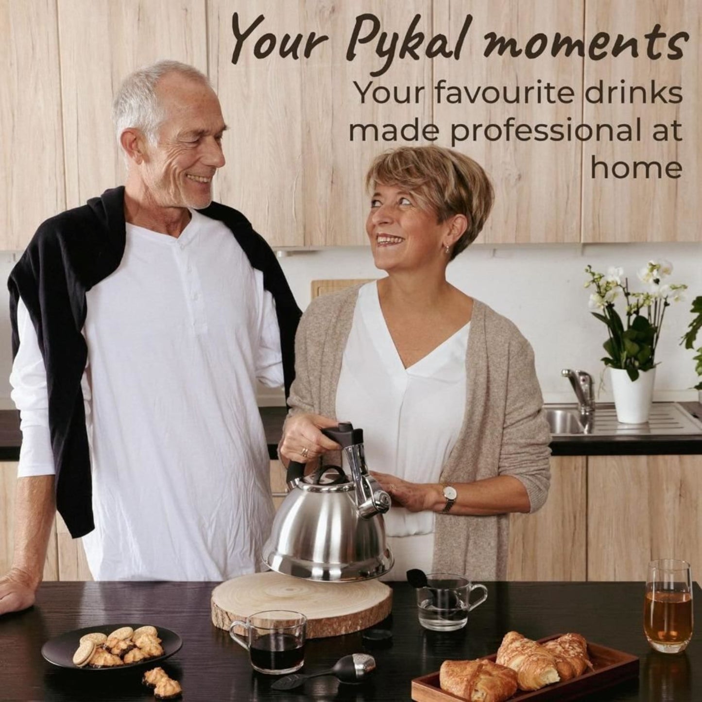 Pykal Whistling Kettle for Gas or Induction Stove Top 3L Stainless Steel iCool Handle