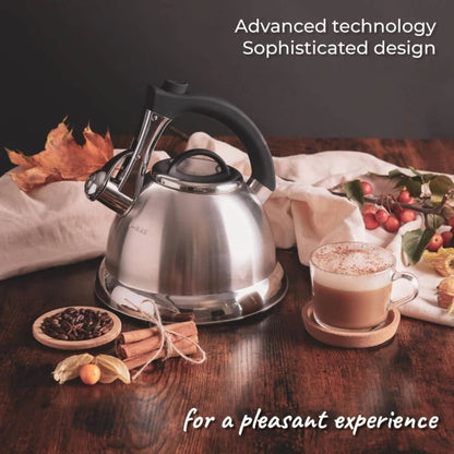 Pykal Whistling Kettle for Gas or Induction Stove Top 3L Stainless Steel iCool Handle