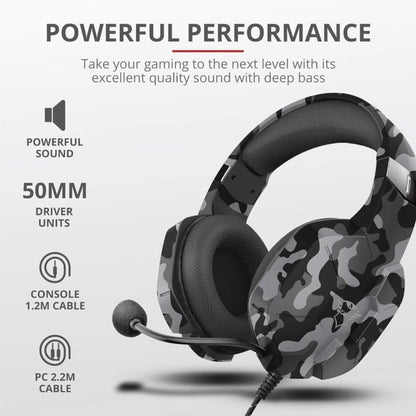 Trust GXT Altus Gaming Headset Over Ear Volume Mic PC and Consoles Black Camo