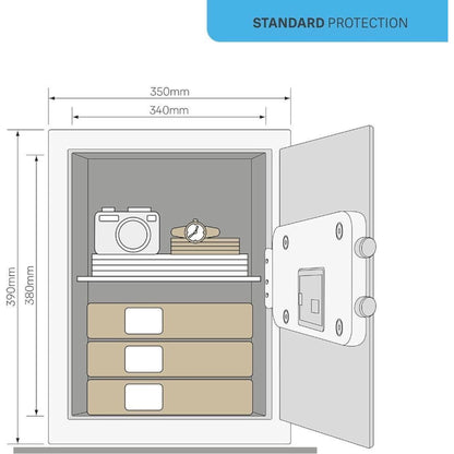Yale Alarmed Safe 130db Built in Alarm Override Key Fixings 40 Litre 39x35x36 cm