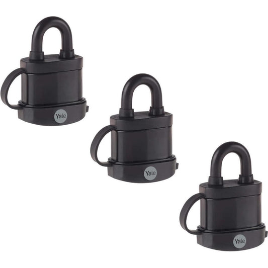 Yale Pack of 3 Weatherproof Padlock Hight Protection Outdoor Hardened Shackle