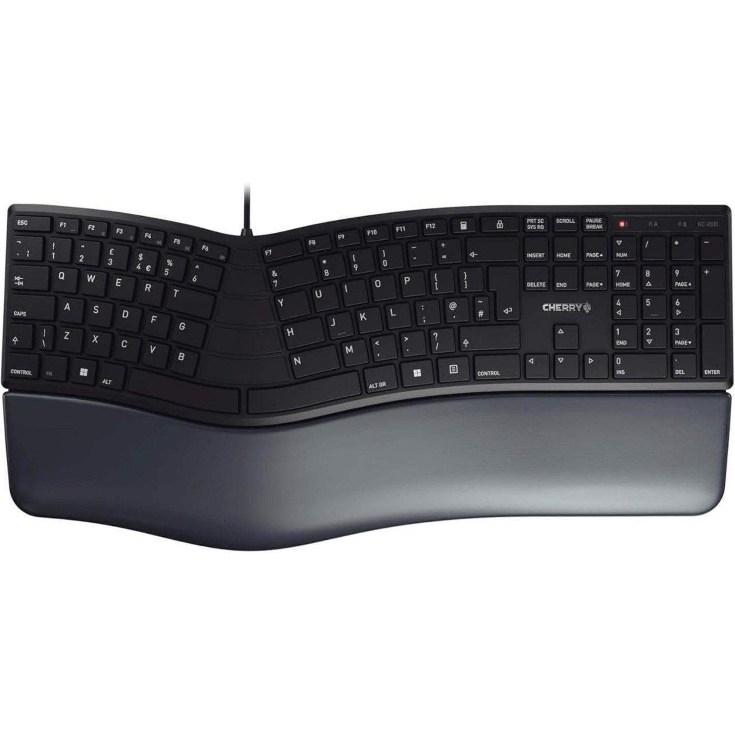 CHERRY 4500 ERGO Ergonomic Keyboard UK Layout QWERTY Wired Padded Palm Rest