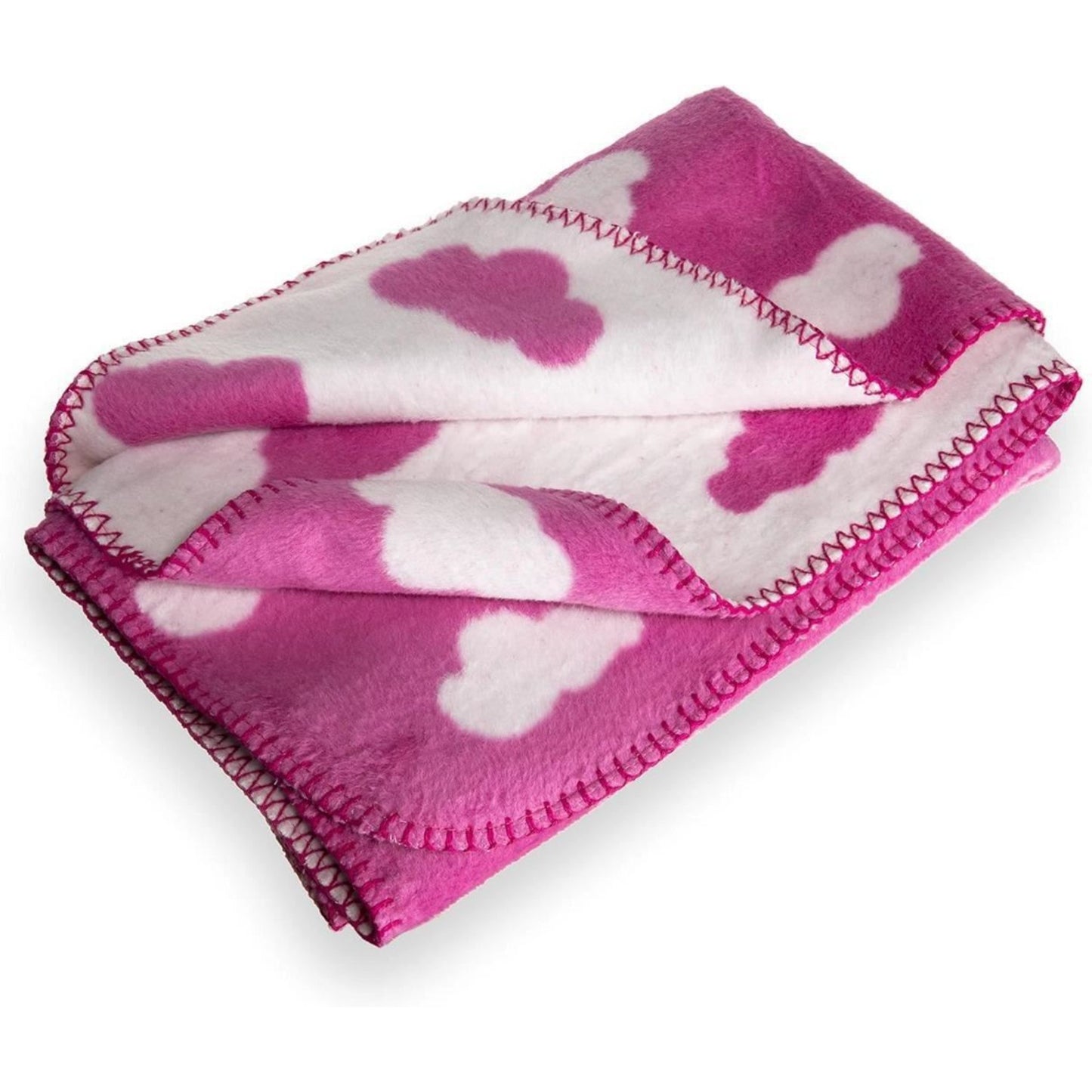 Clair de Lune Reversible Cloud Fleece Baby Blanket Soft Fleece 100 x 70cm Pink