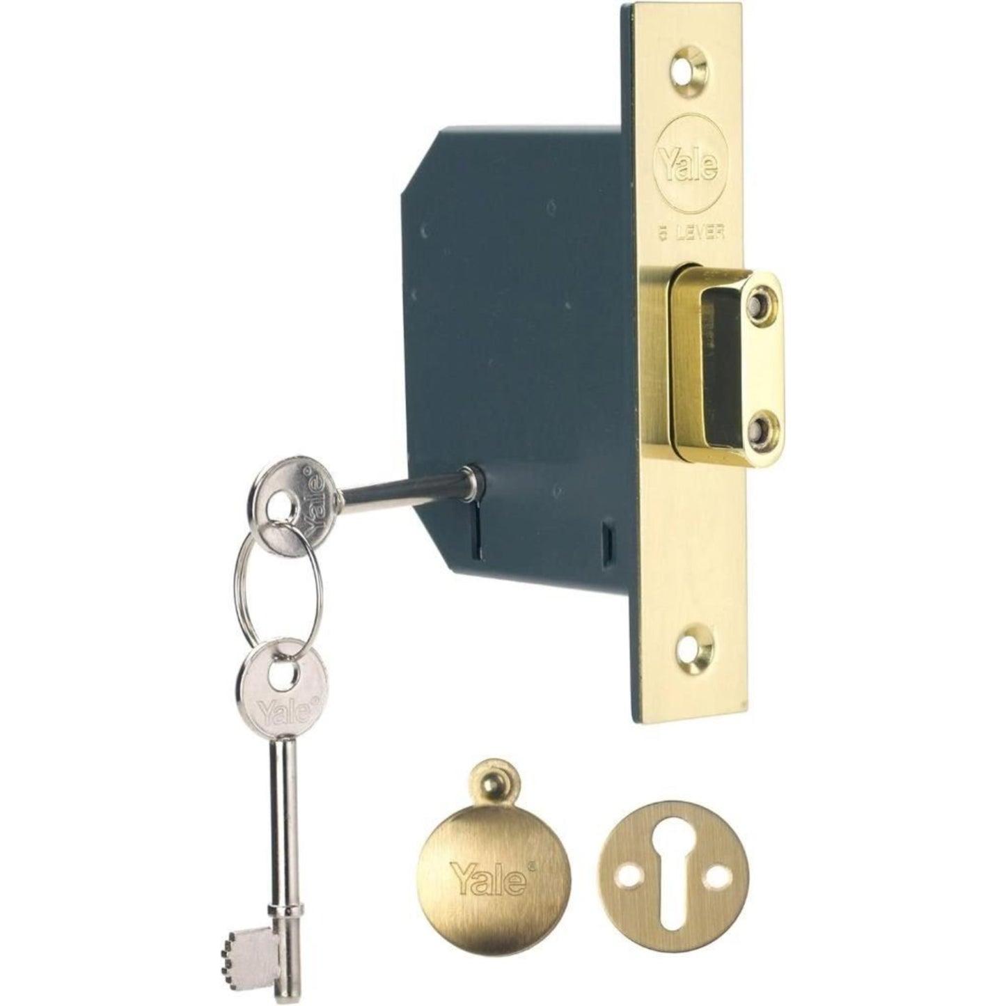 Yale 5 Lever Mortice Deadlock Maximum Security Polished Brass 3 Inch 76 mm