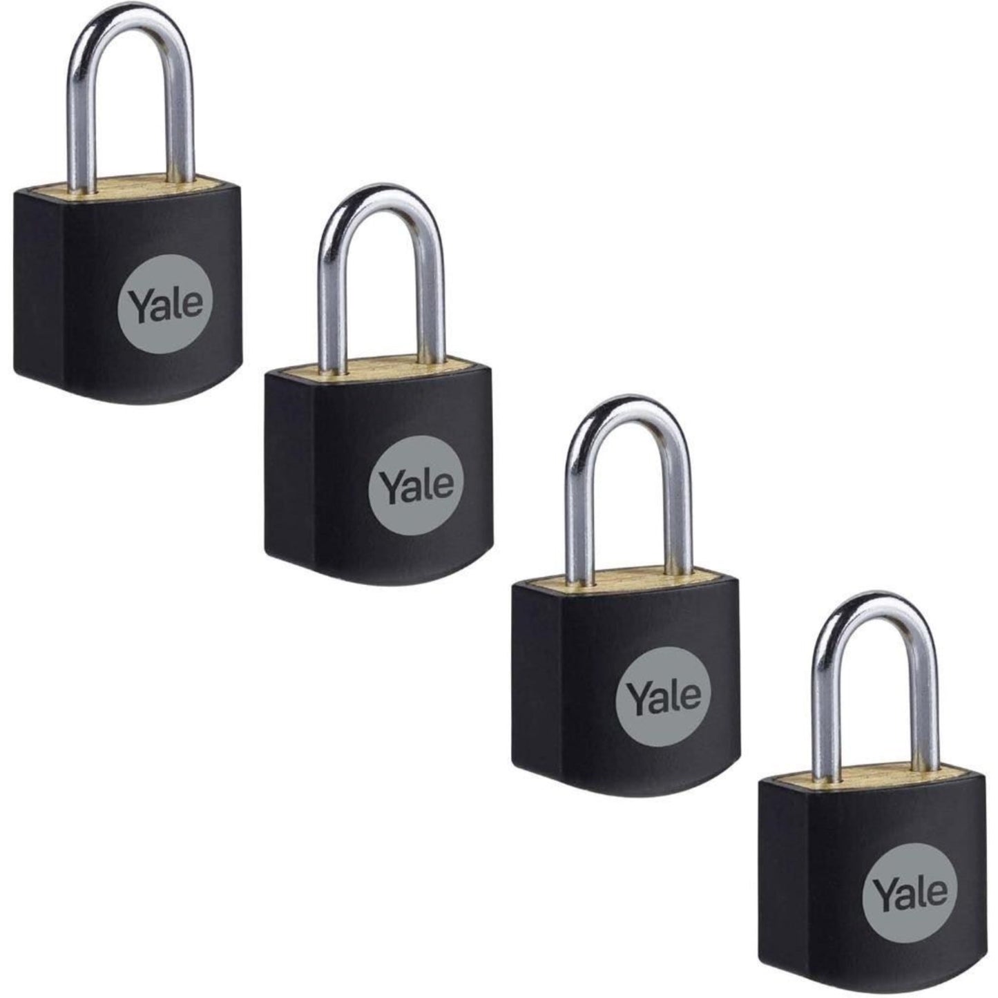Yale x4 Standard Security 15mm Brass Padlock Open Steel Shackle 3 Matching Keys