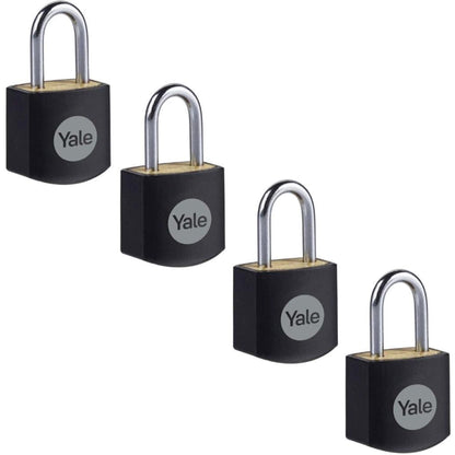 Yale x4 Standard Security 15mm Brass Padlock Open Steel Shackle 3 Matching Keys