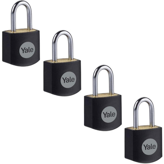 Yale x4 Standard Security 15mm Brass Padlock Open Steel Shackle 3 Matching Keys