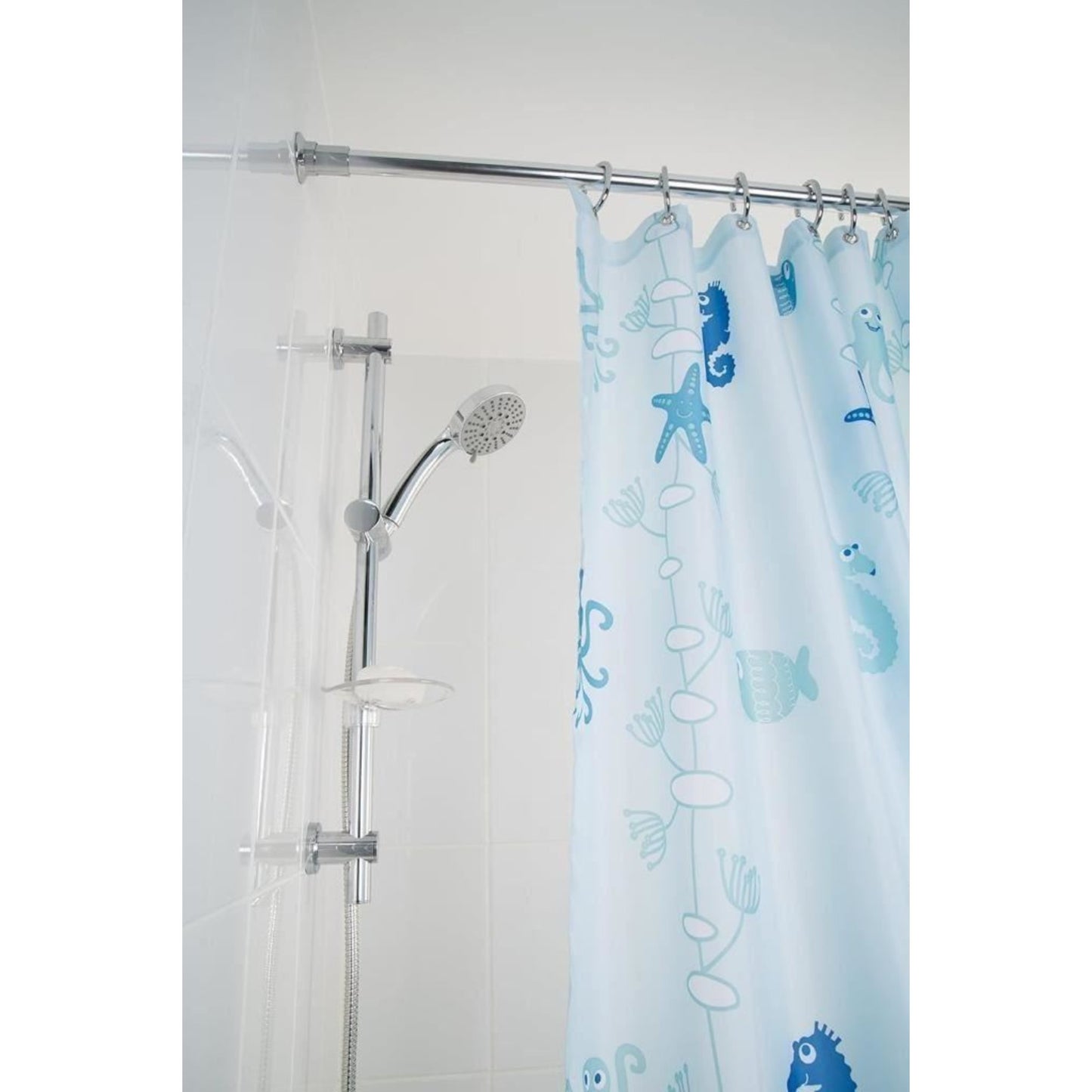 Croydex Telescopic Shower Curtain Rod Stick 'N' Lock Aluminium 110cm to 183cm