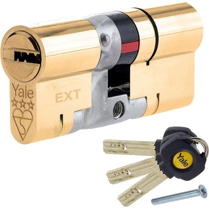Yale Anti Snap 3 Star Double Cylinder High Security 50:40 90mm Brass B-YS3-5040B