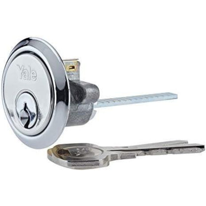 Yale Replacement Rim Cylinder Suitable For 38-57 mm Doors Security 4 Keys Chrome