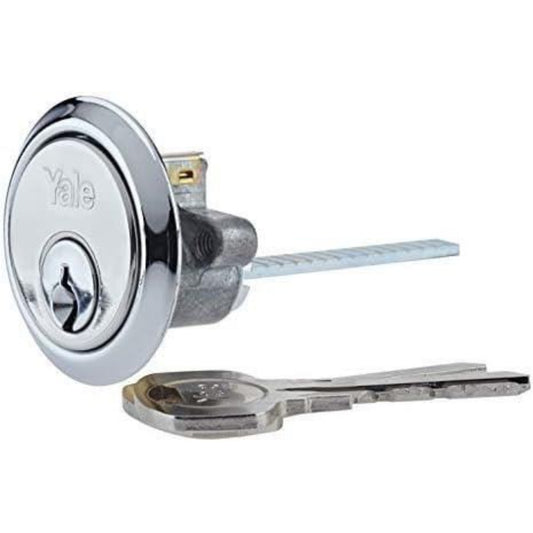 Yale Replacement Rim Cylinder Suitable For 38-57 mm Doors Security 4 Keys Chrome