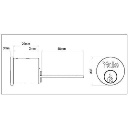 Yale Replacement Rim Cylinder Suitable For 38-57 mm Doors Security 4 Keys Chrome