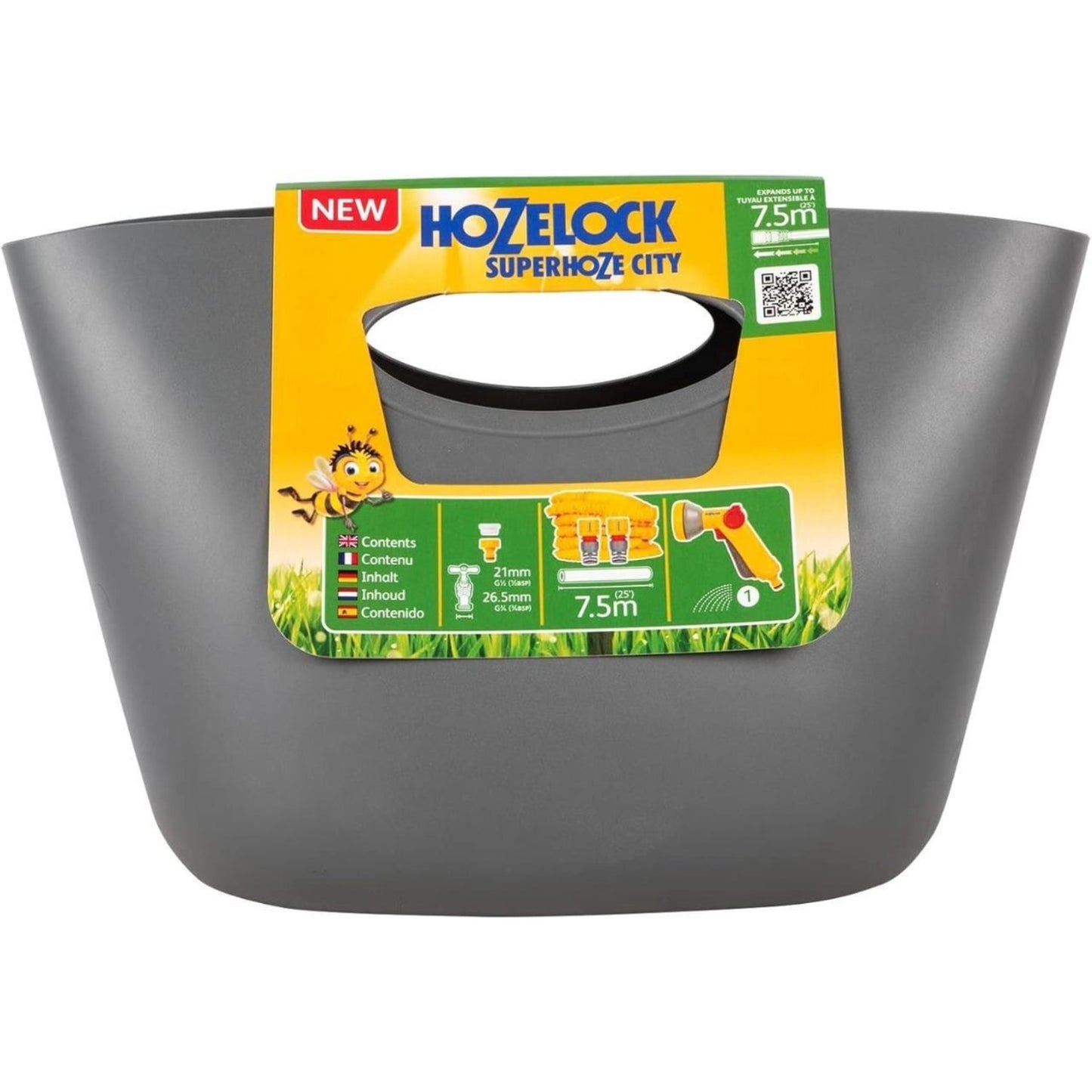HOZELOCK Superhoze City 7.5m Hose with x2 Aquastop Connectors and Rose Spray Gun