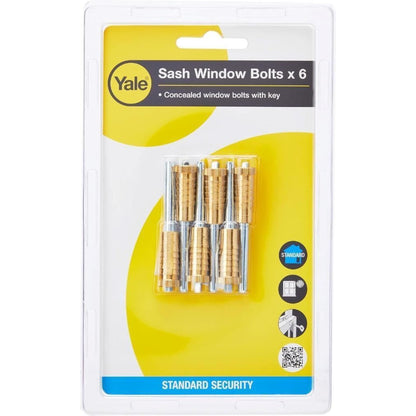 Yale Sash Window Locks Dual Screw Window Lock Plus 2 Keys Brass Finish 6 Pack