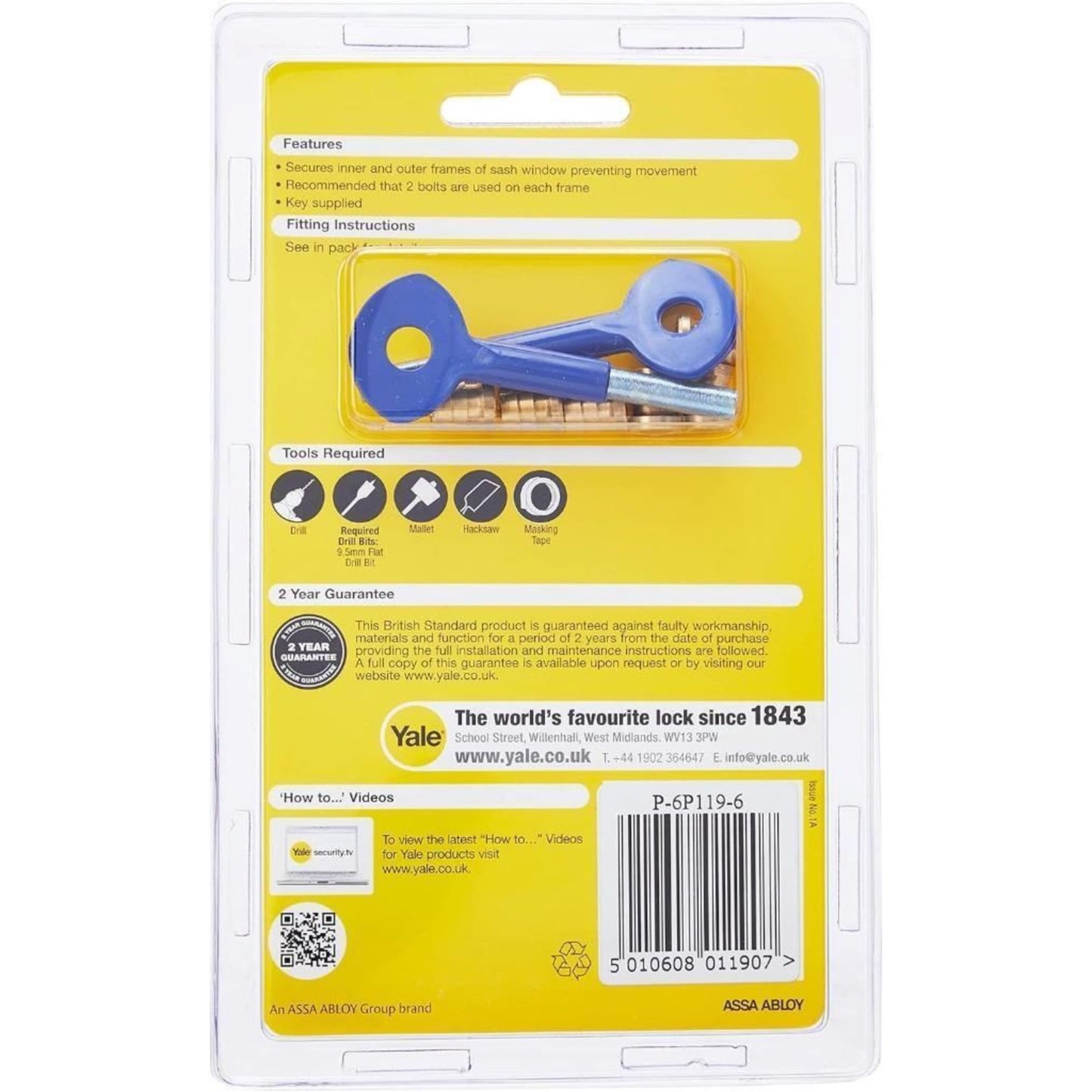 Yale Sash Window Locks Dual Screw Window Lock Plus 2 Keys Brass Finish 6 Pack