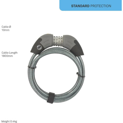 Yale Standard Combination Cable Bike Lock 1800mm Steel Ball Click Gear System