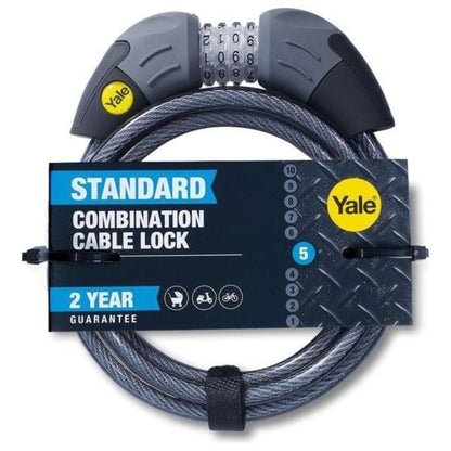 Yale Standard Combination Cable Bike Lock 1800mm Steel Ball Click Gear System