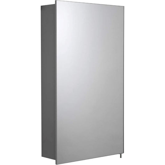 Croydex Maiford Mirrored Door Illuminated Cabinet with Shaver Socket Aluminium