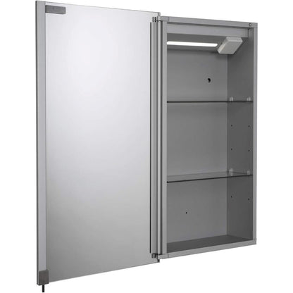 Croydex Maiford Mirrored Door Illuminated Cabinet with Shaver Socket Aluminium
