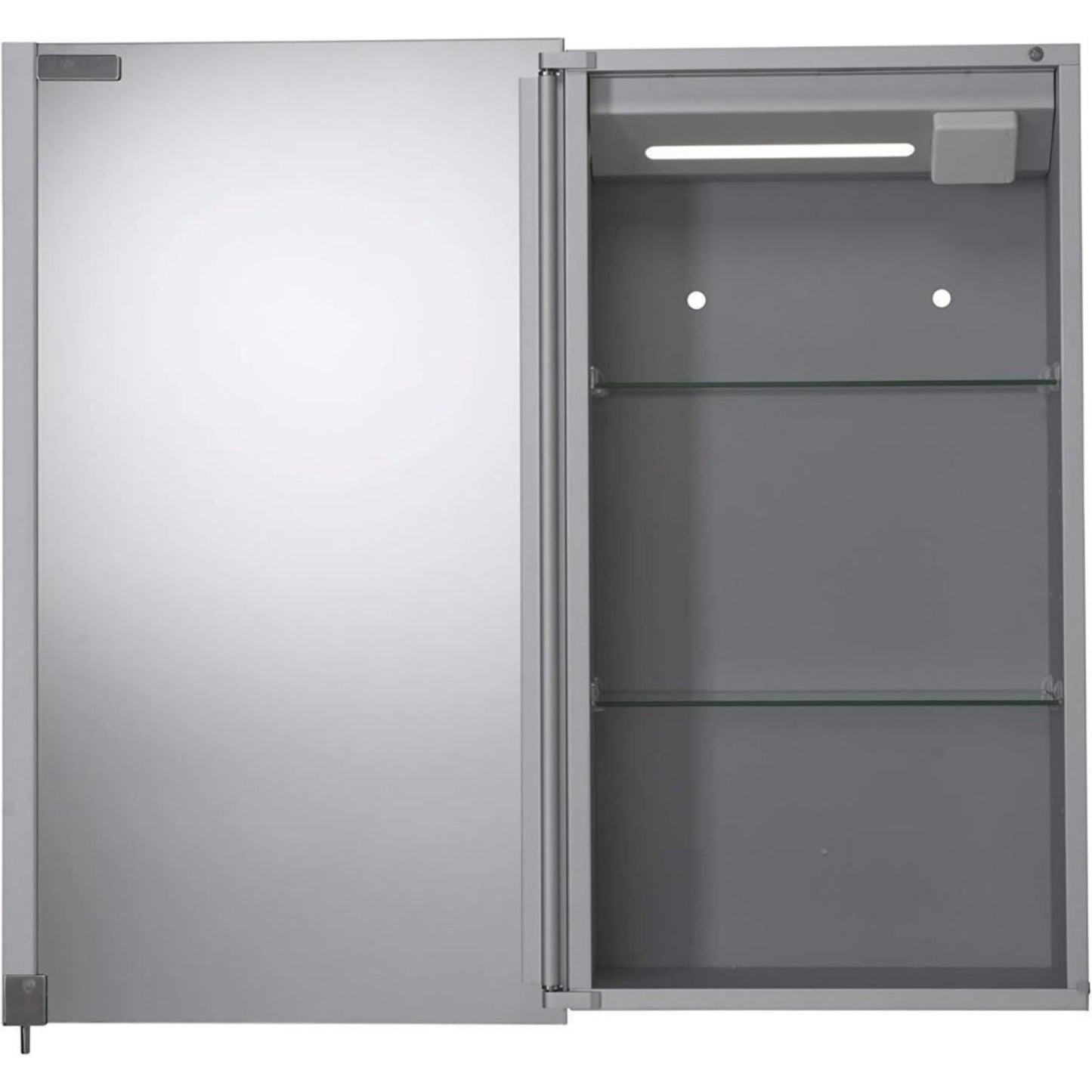 Croydex Maiford Mirrored Door Illuminated Cabinet with Shaver Socket Aluminium
